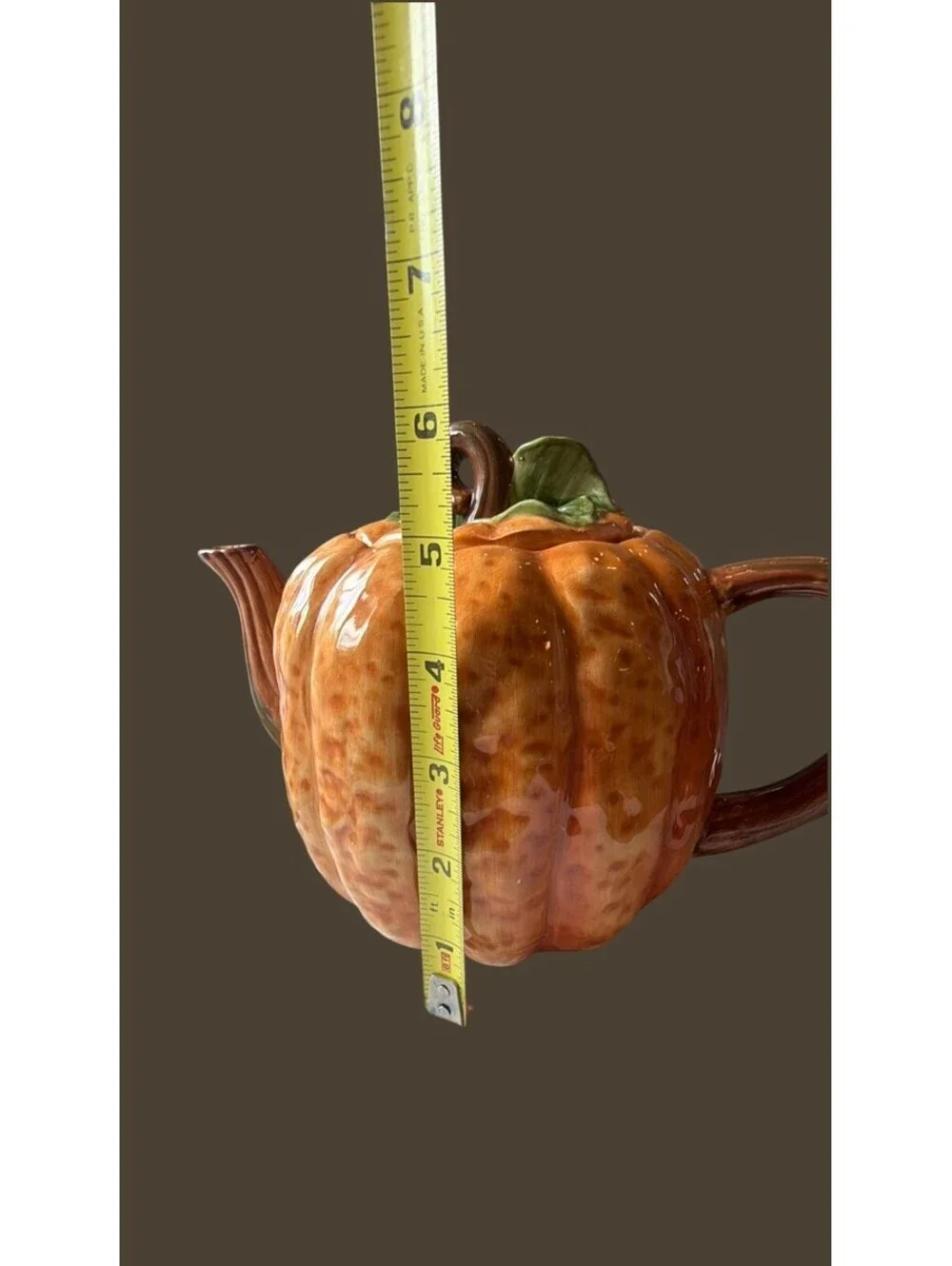 Vintage Hearth And Home Designs Glazed Ceramic Pumpkin Teapot 9 3/4
